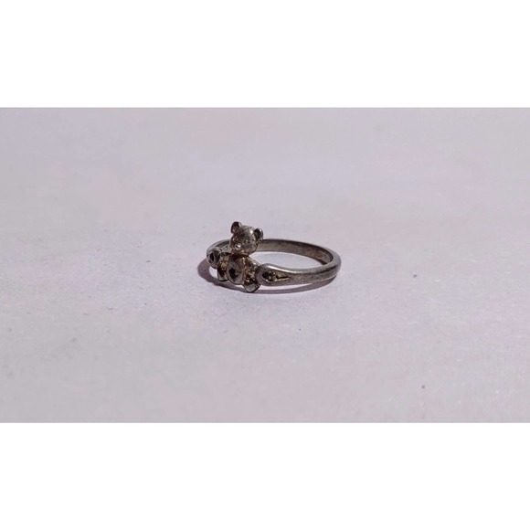 Vintage Small Size 3 Baby Teddy Bear Sterling Silver Ring - Picture 2 of 3